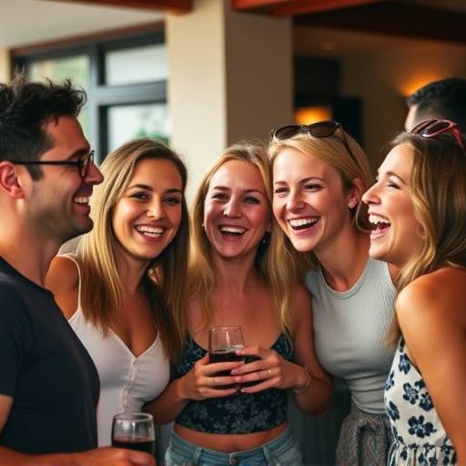 A group of friends laughing and enjoying each other's company, illustrating the importance of social support in stress management