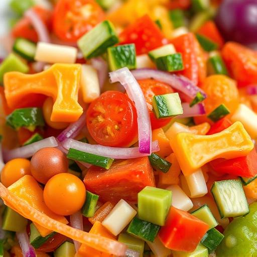 Close-up of a colorful salad with various vegetables